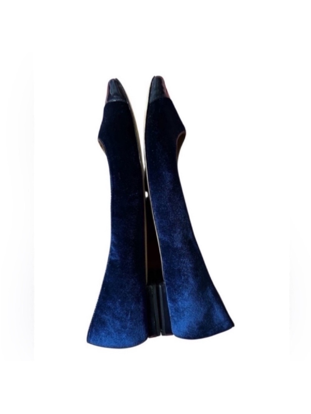 Talbots Navy Velvet Pointed Toe Flats with Patent Cap - Picture 7 of 8